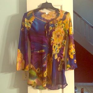 Chic magical print chiffon type blouse